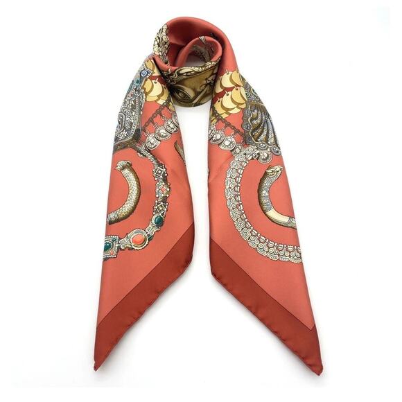 Hermes Carré 90 KOSHIMA by J.Abadie Orange Square Silk Scarf W/Box NWT - Picture 10 of 16